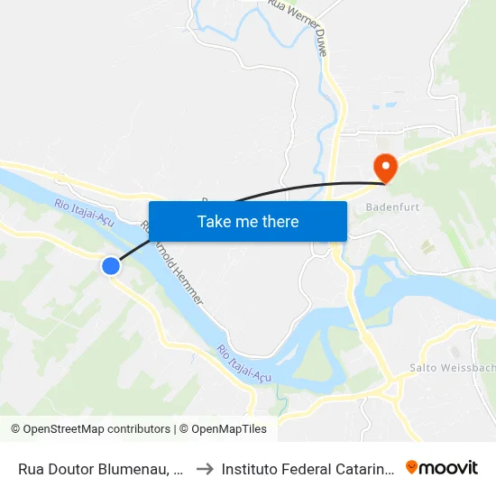 Rua Doutor Blumenau, 8877 to Instituto Federal Catarinense map