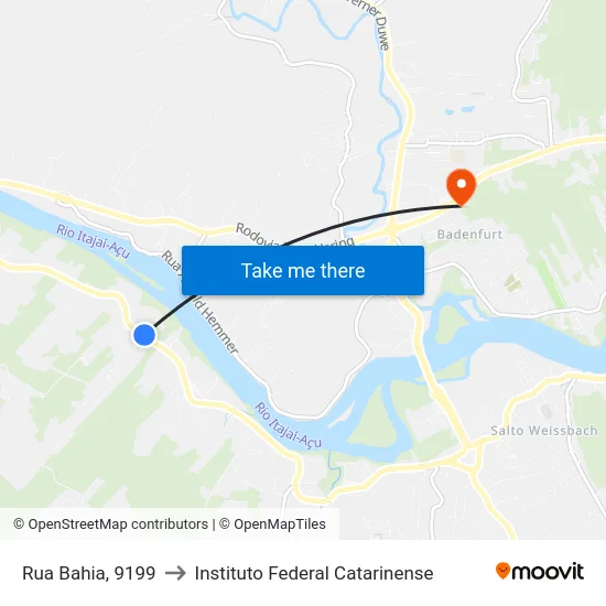 Rua Bahia, 9199 to Instituto Federal Catarinense map