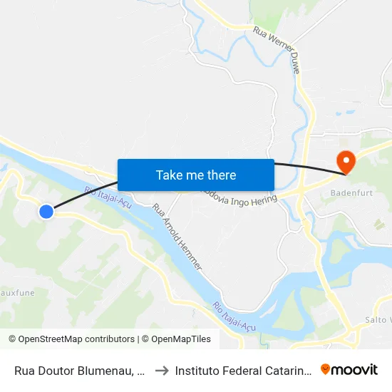 Rua Doutor Blumenau, 7590 to Instituto Federal Catarinense map