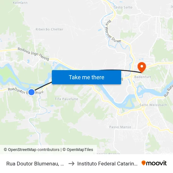 Rua Doutor Blumenau, 1566 to Instituto Federal Catarinense map