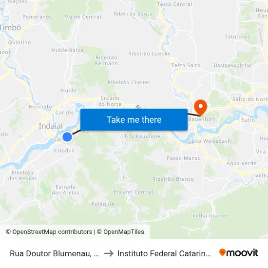 Rua Doutor Blumenau, 108 to Instituto Federal Catarinense map