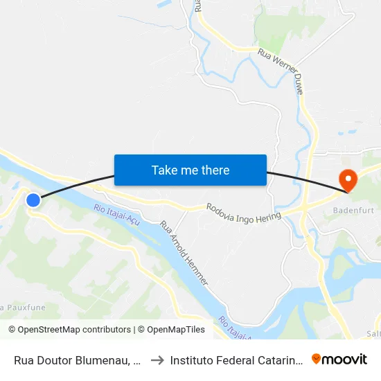 Rua Doutor Blumenau, 7093 to Instituto Federal Catarinense map