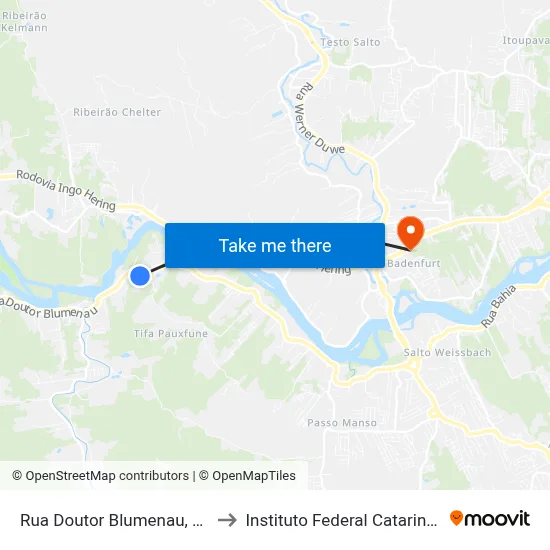Rua Doutor Blumenau, 1519 to Instituto Federal Catarinense map