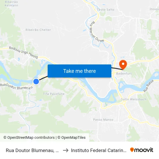 Rua Doutor Blumenau, 5260 to Instituto Federal Catarinense map
