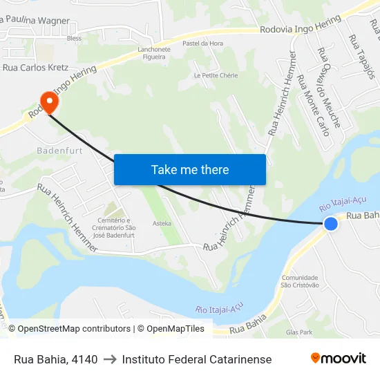 Rua Bahia, 4140 to Instituto Federal Catarinense map