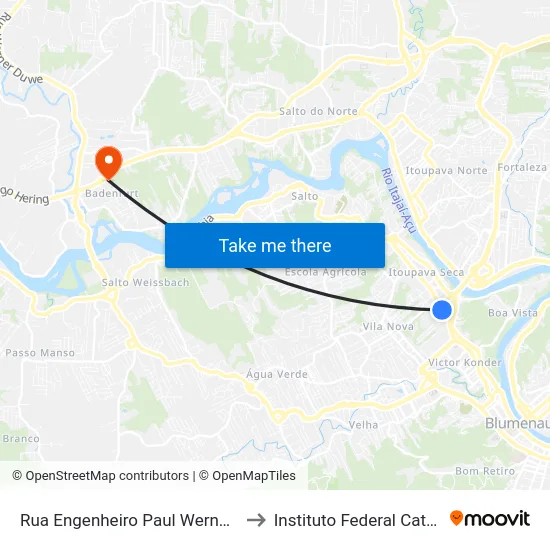 Rua Engenheiro Paul Werner, 167-271 to Instituto Federal Catarinense map