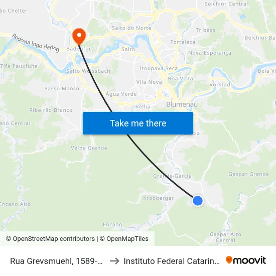 Rua Grevsmuehl, 1589-1667 to Instituto Federal Catarinense map
