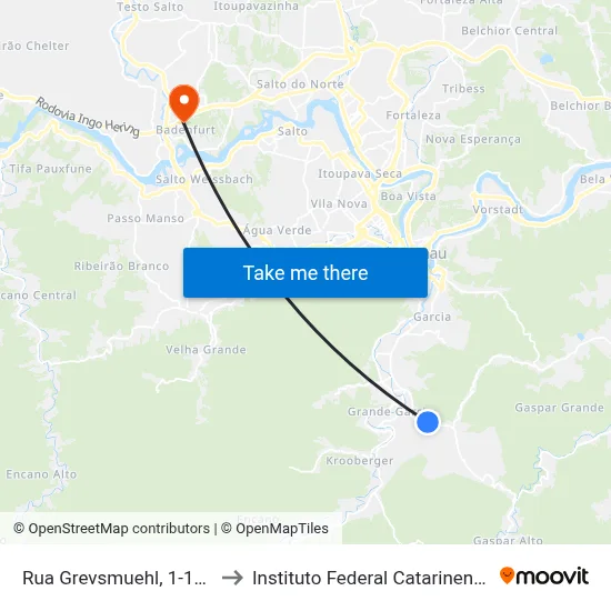 Rua Grevsmuehl, 1-117 to Instituto Federal Catarinense map