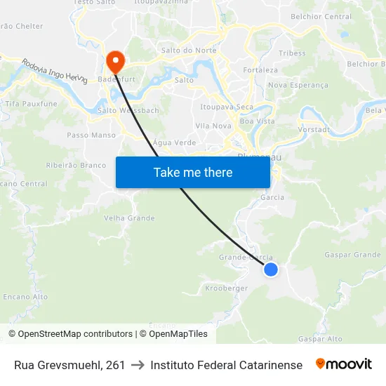 Rua Grevsmuehl, 261 to Instituto Federal Catarinense map