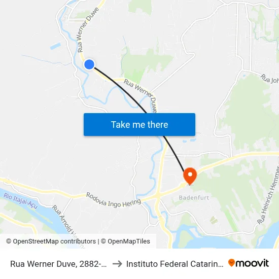 Rua Werner Duve, 2882-2948 to Instituto Federal Catarinense map