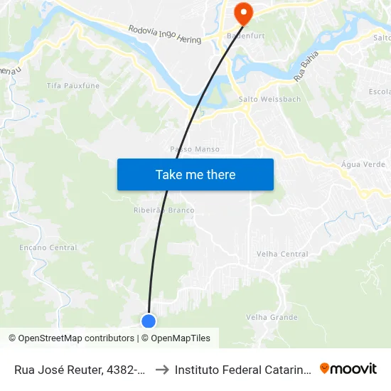 Rua José Reuter, 4382-4400 to Instituto Federal Catarinense map