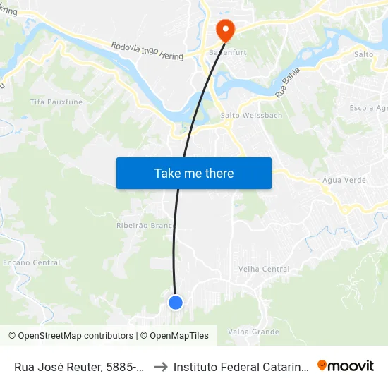 Rua José Reuter, 5885-5947 to Instituto Federal Catarinense map