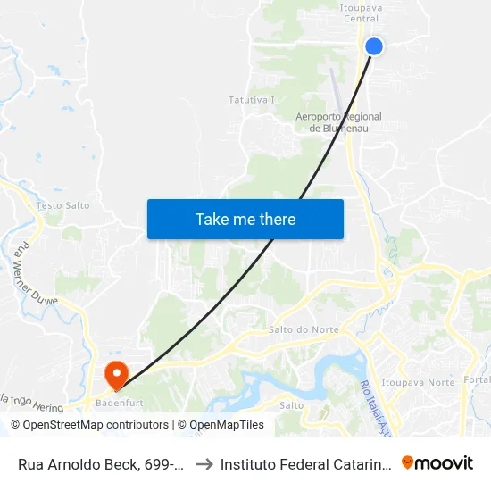 Rua Arnoldo Beck, 699-1003 to Instituto Federal Catarinense map