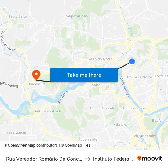 Rua Vereador Romário Da Conceição Badia, 644-686 to Instituto Federal Catarinense map