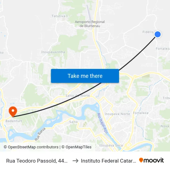 Rua Teodoro Passold, 4445-4499 to Instituto Federal Catarinense map