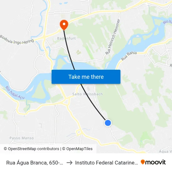 Rua Água Branca, 650-690 to Instituto Federal Catarinense map
