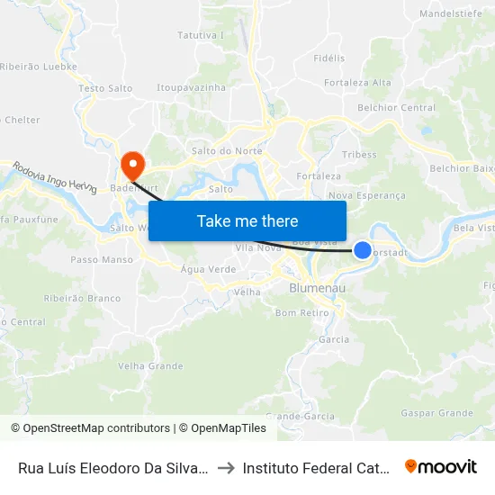 Rua Luís Eleodoro Da Silva, 399-425 to Instituto Federal Catarinense map