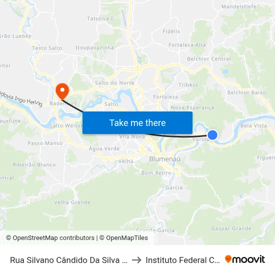 Rua Silvano Cândido Da Silva Sênior, 652-772 to Instituto Federal Catarinense map