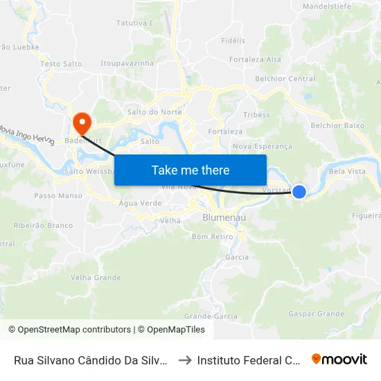 Rua Silvano Cândido Da Silva Sênior, 3065 to Instituto Federal Catarinense map