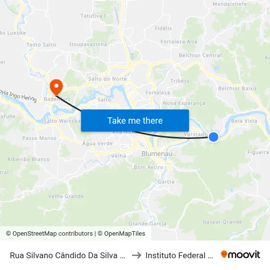 Rua Silvano Cândido Da Silva Sênior, 1572-1596 to Instituto Federal Catarinense map