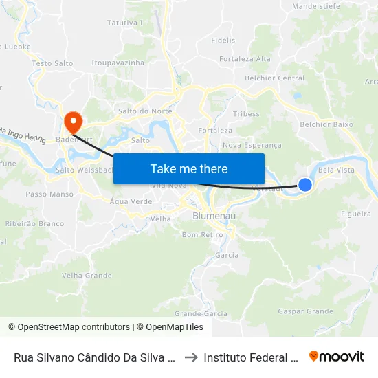 Rua Silvano Cândido Da Silva Sênior, 3945-4107 to Instituto Federal Catarinense map