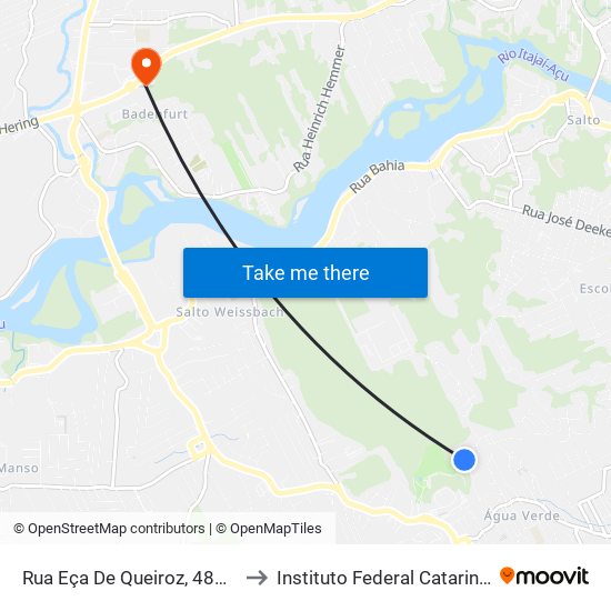 Rua Eça De Queiroz, 485-529 to Instituto Federal Catarinense map