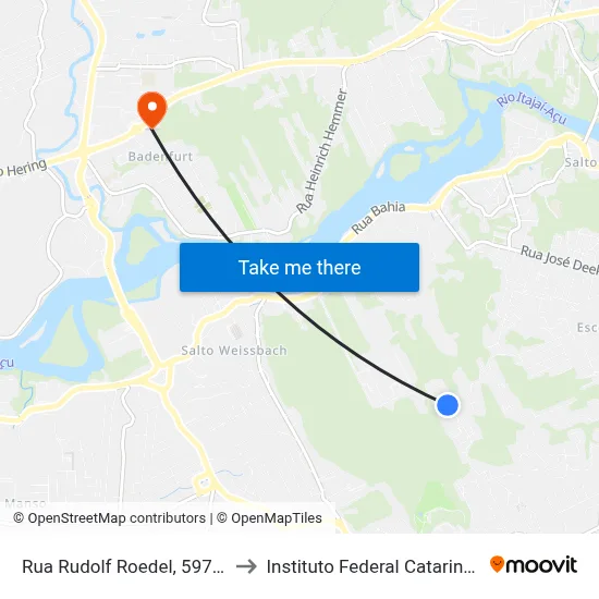 Rua Rudolf Roedel, 597-723 to Instituto Federal Catarinense map