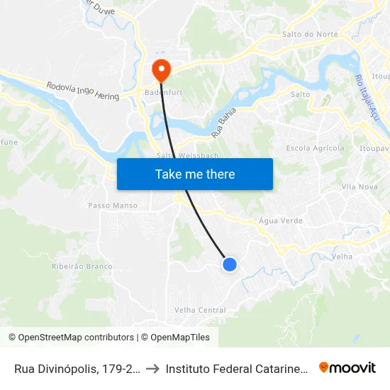 Rua Divinópolis, 179-263 to Instituto Federal Catarinense map