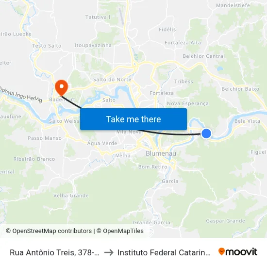 Rua Antônio Treis, 378-688 to Instituto Federal Catarinense map