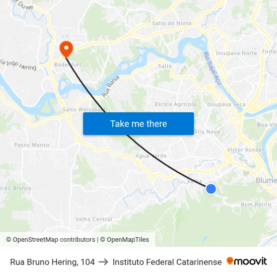 Rua Bruno Hering, 104 to Instituto Federal Catarinense map