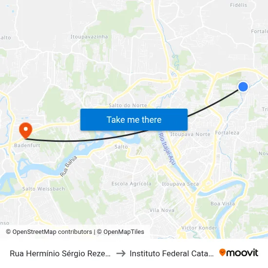 Rua Hermínio Sérgio Rezende, 101 to Instituto Federal Catarinense map