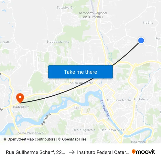 Rua Guilherme Scharf, 2233-2303 to Instituto Federal Catarinense map