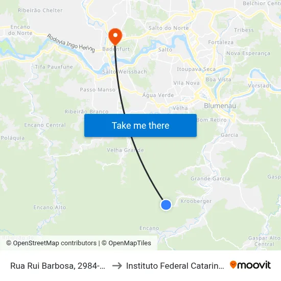 Rua Rui Barbosa, 2984-3022 to Instituto Federal Catarinense map