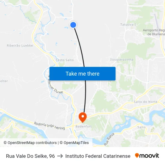 Rua Vale Do Selke, 96 to Instituto Federal Catarinense map