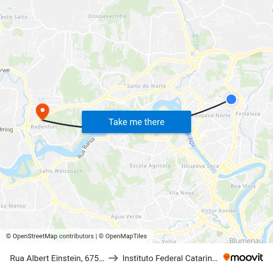 Rua Albert Einstein, 675-819 to Instituto Federal Catarinense map