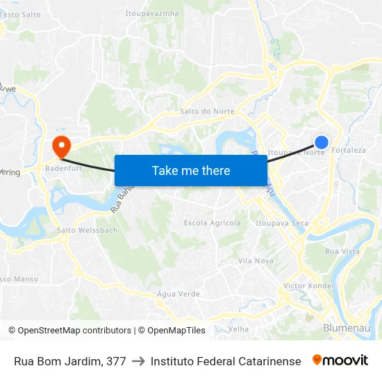 Rua Bom Jardim, 377 to Instituto Federal Catarinense map