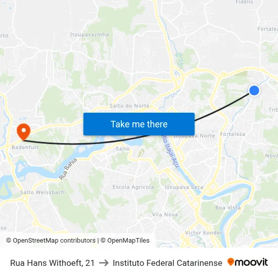 Rua Hans Withoeft, 21 to Instituto Federal Catarinense map