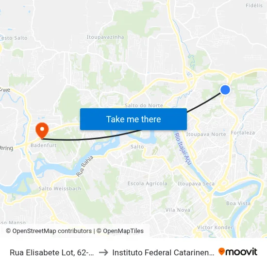 Rua Elisabete Lot, 62-66 to Instituto Federal Catarinense map