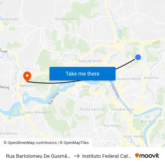 Rua Bartolomeu De Gusmão, 113-175 to Instituto Federal Catarinense map
