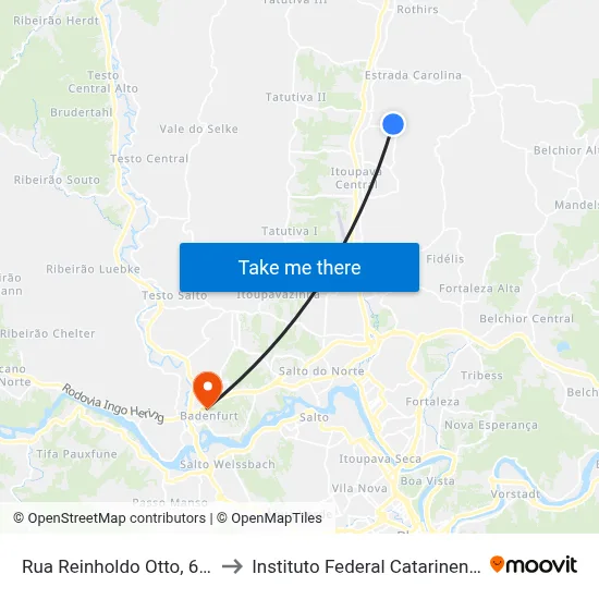 Rua Reinholdo Otto, 637 to Instituto Federal Catarinense map