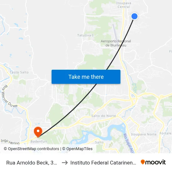 Rua Arnoldo Beck, 372 to Instituto Federal Catarinense map