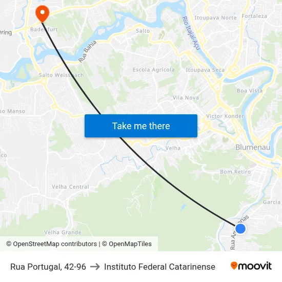 Rua Portugal, 42-96 to Instituto Federal Catarinense map