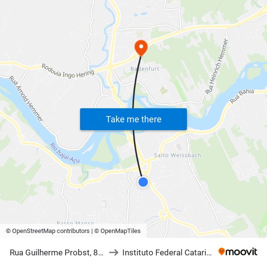 Rua Guilherme Probst, 81-405 to Instituto Federal Catarinense map