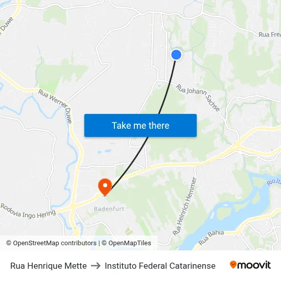 Rua Henrique Mette to Instituto Federal Catarinense map