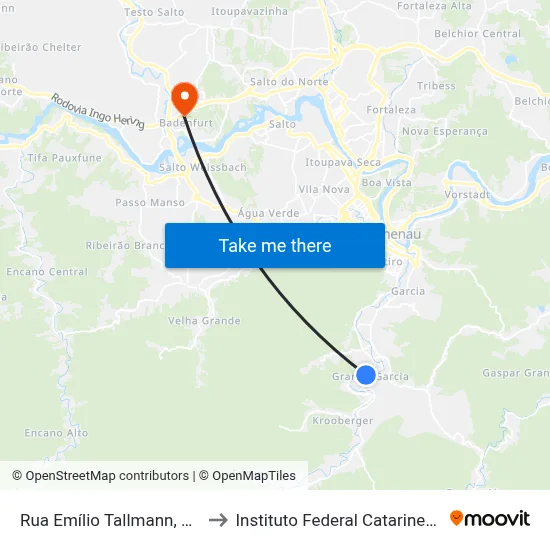 Rua Emílio Tallmann, 720 to Instituto Federal Catarinense map