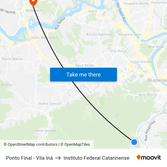 Ponto Final - Vila Iná to Instituto Federal Catarinense map