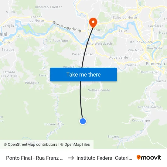 Ponto Final - Rua Franz Muller to Instituto Federal Catarinense map