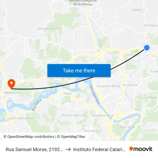 Rua Samuel Morse, 2192-2240 to Instituto Federal Catarinense map