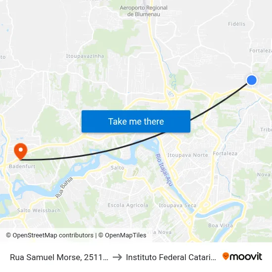 Rua Samuel Morse, 2511-2573 to Instituto Federal Catarinense map