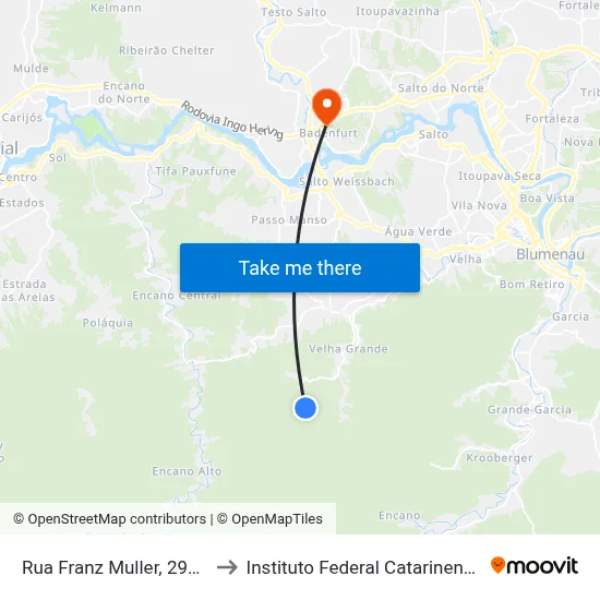 Rua Franz Muller, 2960 to Instituto Federal Catarinense map